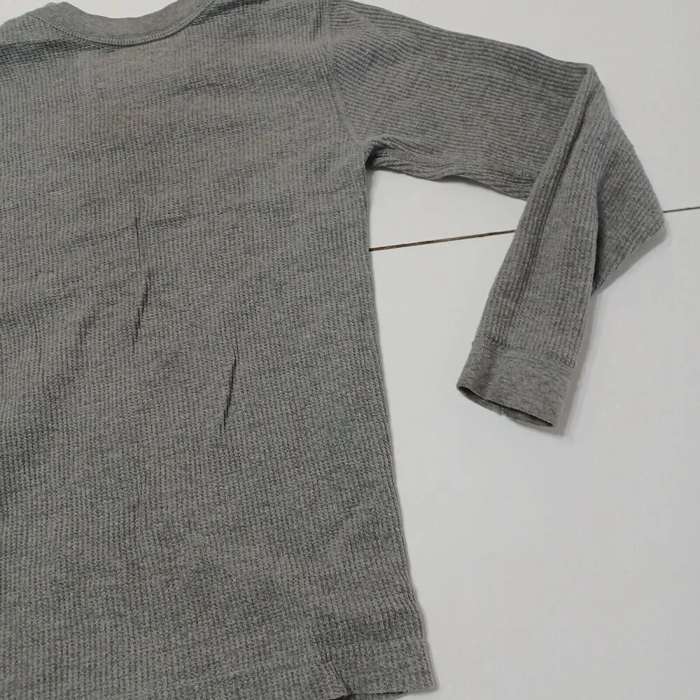 Magellan Boy Youth Small Thermal T-Shirt Gray Waffle Knit Long Sleeve Undershirt